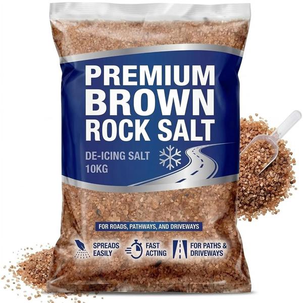 10kg Brown Rock Salt & De-Icing Fast-Acting Grit for Ice & Snow Melting