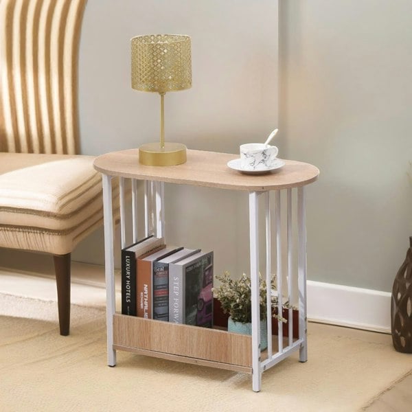 Rafaelo Mobilia 2 Tier Narrow Side Table Oak