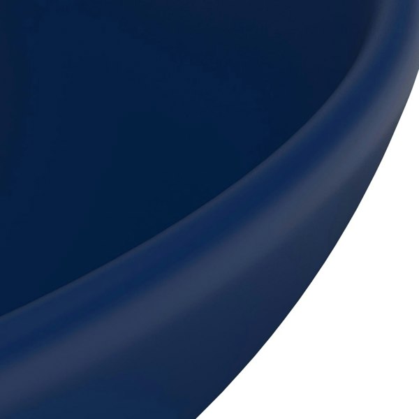 Berkfield Luxury Bathroom Basin Round Matt Dark Blue 32.5x14 cm Ceramic