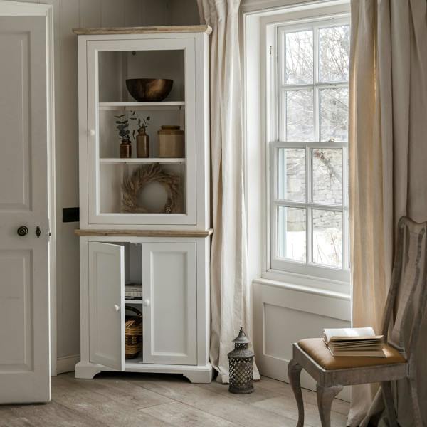 Statement Furniture Florence Corner Display Cabinet, Glass Door Assembled Dresser