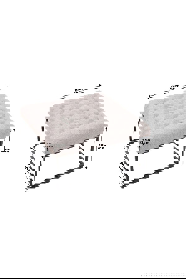 Living and Home Square Linen Footstool with Metal Frame