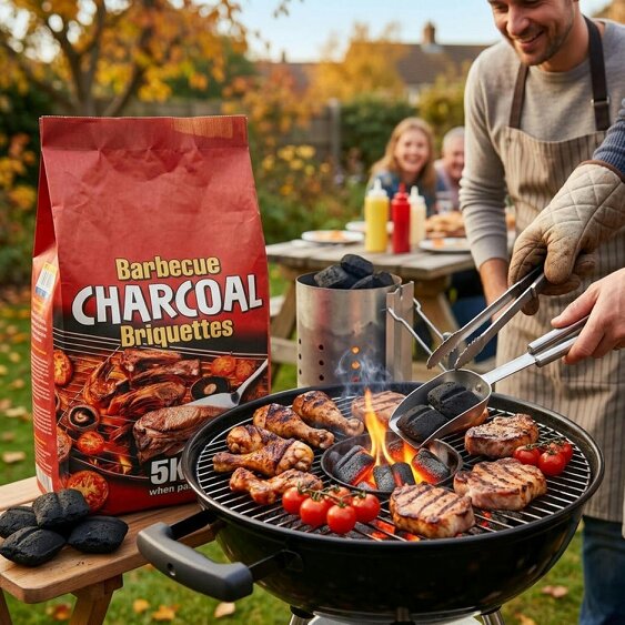 5kg Charcoal BBQ Briquettes Fast Lighting Barbecue Fuel for Outdoor Grilling