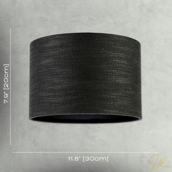 Designer Bobbled and Textured Linen Lamp Shade in Graphite Black Image 8