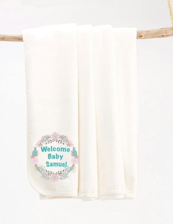 PrimaCotton Personalised Welcome Baby Blanket- Receiving Blanket.