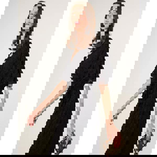 Blue Vanilla Double Angel Sleeve Lace Midi Dress