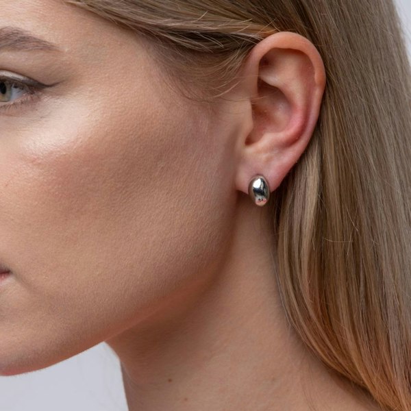 The Colourful Aura Silver Gold Solid Oval Half Ball Irregular Everyday Geometric Studs Earrings