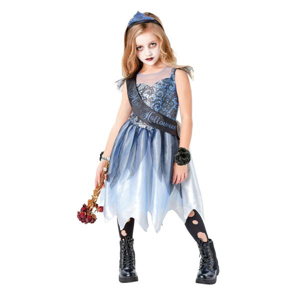 Bristol Novelty Miss Halloween Gothic Costume - Blue/Silver/Black