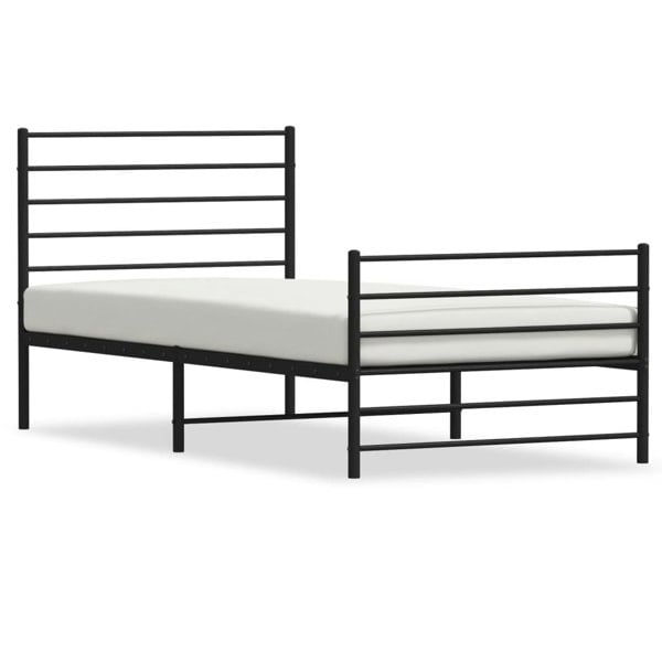 Berkfield Metal Bed Frame with Headboard and Footboard Black 90x190 cm 3FT Single