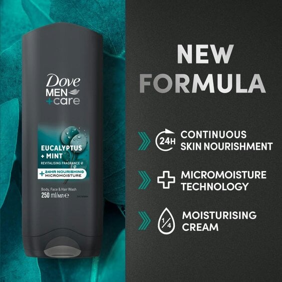 Dove Men+Care Eucalyptus + Mint 3-in-1 Hair, Face and Body Wash 3x250 ml