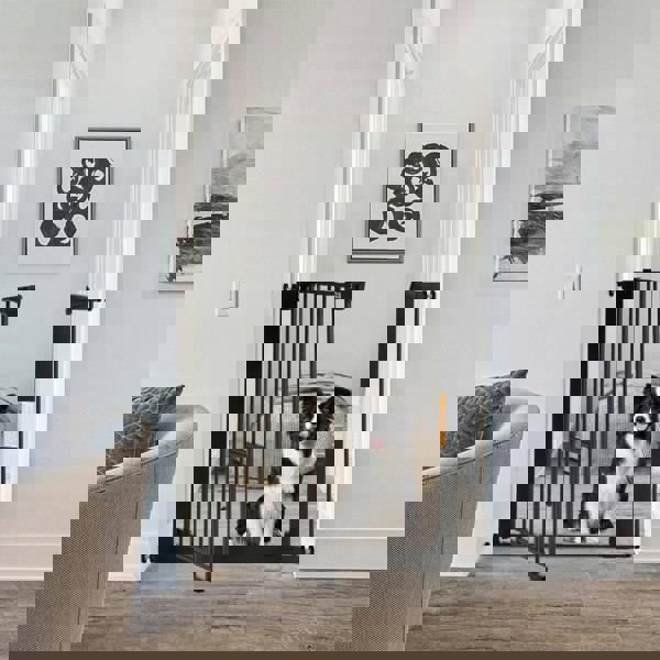 Pet Safety Gate Stair Pressure Fit with Lockable Cat Flap Pet Gates Living and Home