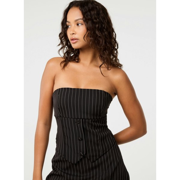 Pink Vanilla Bustier Pinstripe Button Top