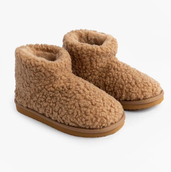 Jo & Joe TEDDY Womens Bootie Slippers Tan