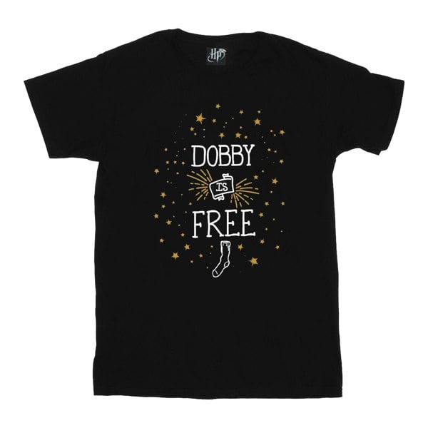 Harry Potter Girls Dobby Is Free Cotton T-Shirt - Black