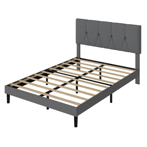 Levede Bed Frame Upholstered Linen Fabric Headboard Wooden Slat Double King Size