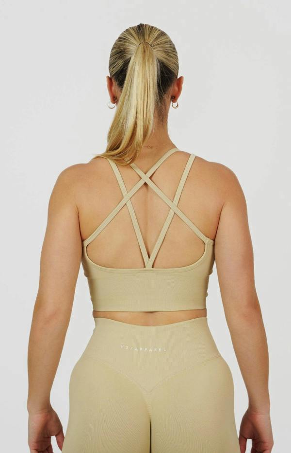 V3 Apparel Form Seamless Scrunch Sports Bra, Leggings & Shorts Set - Light Camel