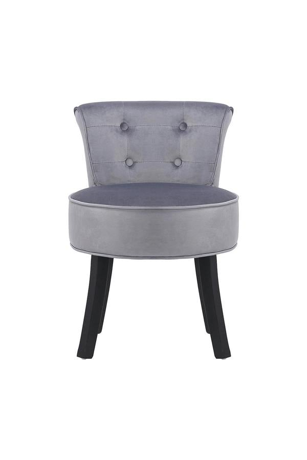 Living and Home Grey Modern Velvet Upholstered Dressing Footstool with Black Legs