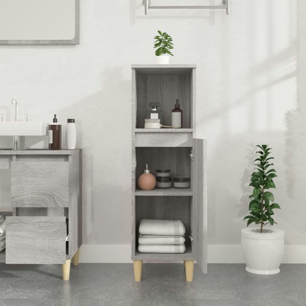 Berkfield Bathroom Cabinet Grey Sonoma 30x30x100 cm Engineered Wood