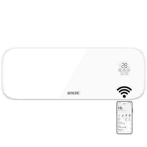 MYLEK Glass White Overdoor Air Curtain Heater Fan 2000W, Smart WIFI App Or Remote Control