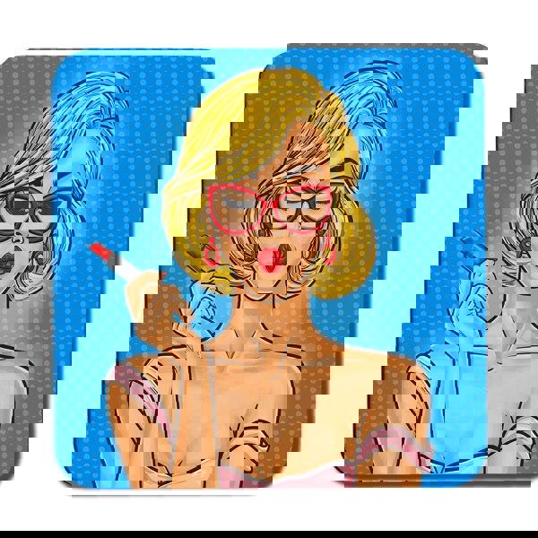 Benjamin Tate Design Pop art illustration woman paints her lips (Coaster)