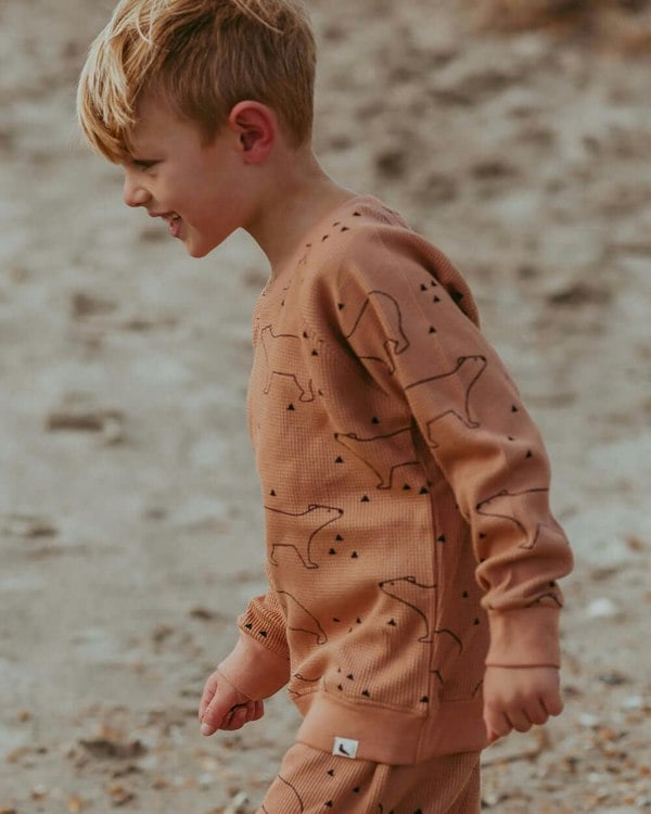 organic cotton Orange Sketch Bear Print Sweatshirt - image 1