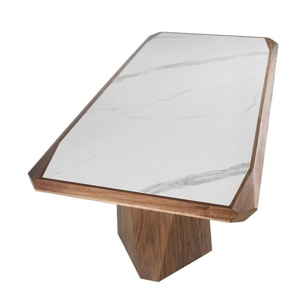 Angel Cerdá Rectangular porcelain marble and walnut dining table 1106