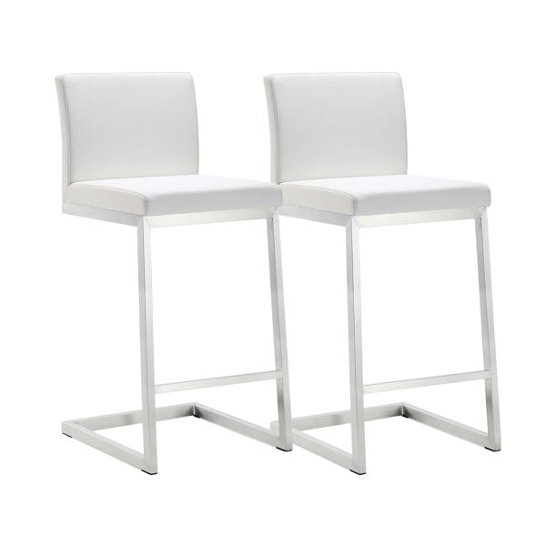 Furniture Edit Parma White Stainless Steel Counter Stool Set of 2