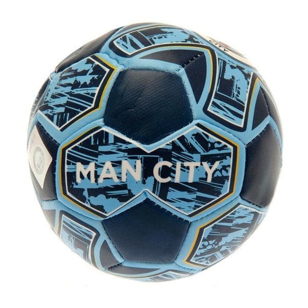 Manchester City FC Crest Soft Mini Football - Navy/Sky Blue