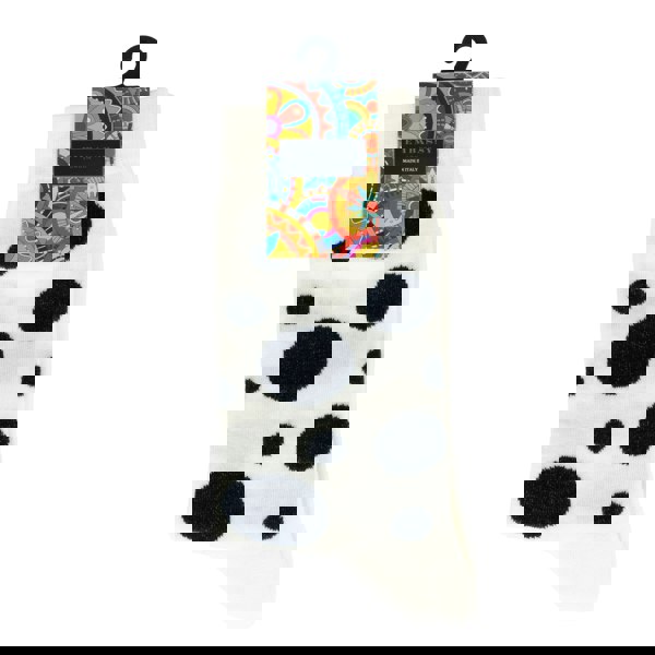 Embassy London Footloose - White Black - Men's cotton socks size UK 6 to 12 in white & black dots