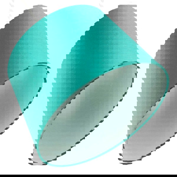 Vivid Teal Cotton Fabric 12inch Drum Lampshade with White Cotton Inner Image 5