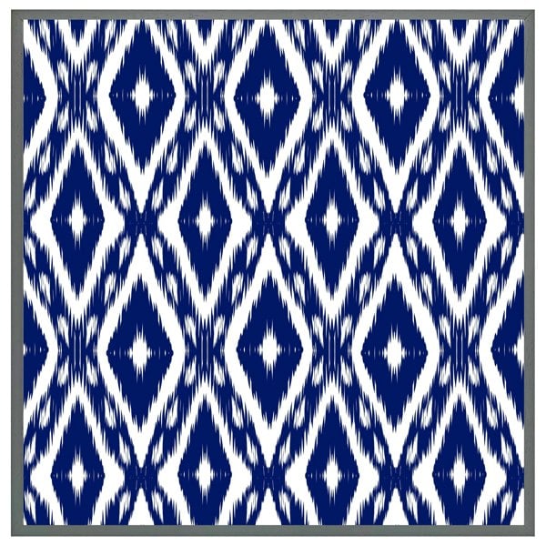 Benjamin Tate Design Tribal art ikat ogee in traditional classic blue (picture Frame)