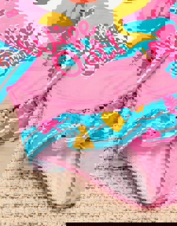 Baby Shark Girls Blue All-Over Print Sleeves & Frill Detail 1 Piece Surf Suit