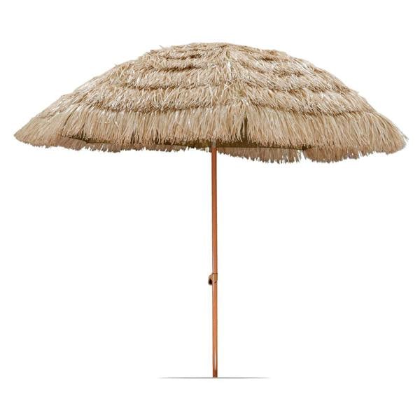 Gardenwize Garden Parasol – Straw Beach Umbrella with Tilt & Wooden Pole