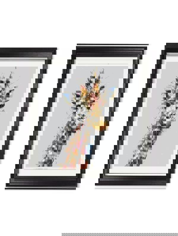 Exceptional Art Tall Giraffe Cosy Sketch - Black Hurstwood square frame