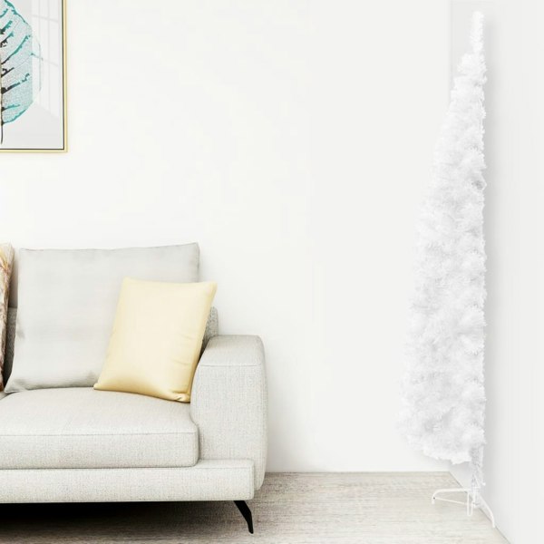 Berkfield Slim Artificial Half Christmas Tree with Stand White 180 cm