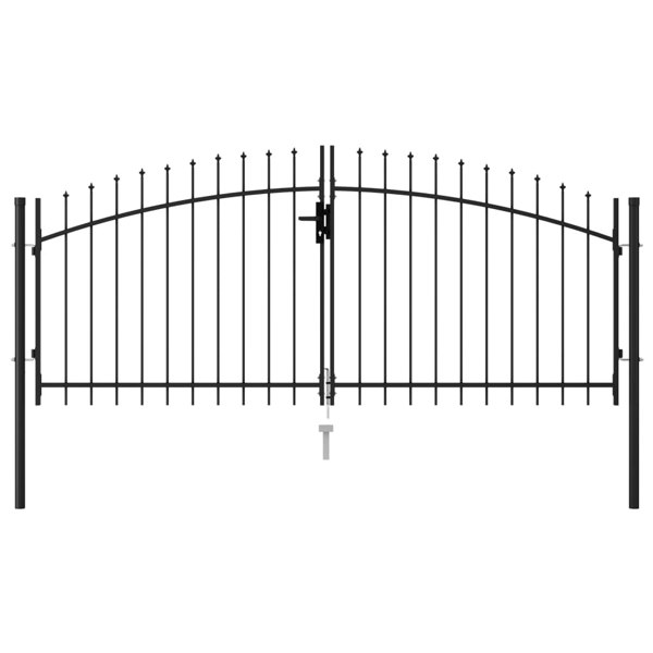 Berkfield Fence Gate Double Door with Spike Top Steel 3x1.25 m Black
