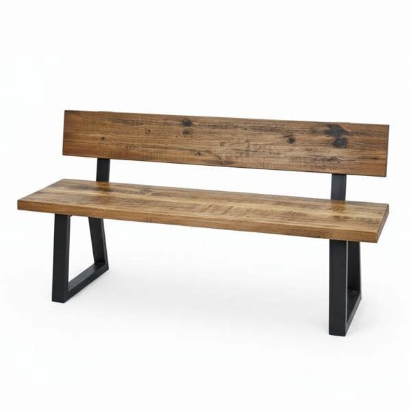 TRL Furniture Rustic Industrial Canadian Bench with Back