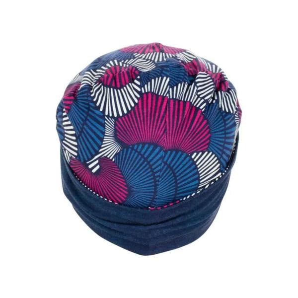 Fashy reversible soft fabric cap in blue pink floral denim texture