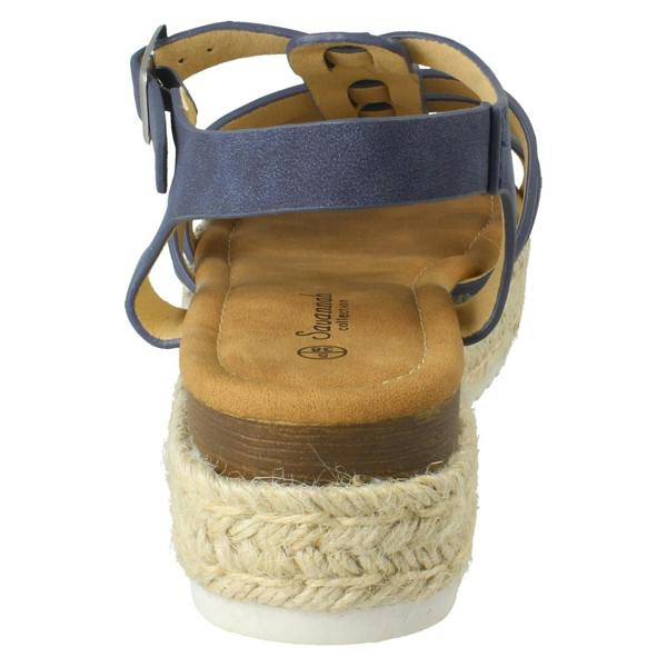 Savannah Ladies Savannah Buckle Ankle Strap Wedge Sandals F12097