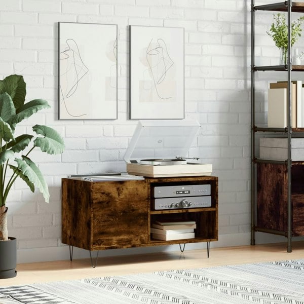 Berkfield Record Cabinet Smoked Oak 85x38x48 cm Engineered Wood