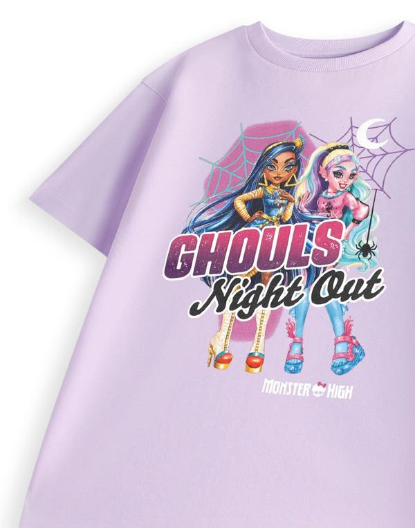 Vanilla Underground Monster High Girls Grey Let's get spooky Short Sleeved T-Shirt