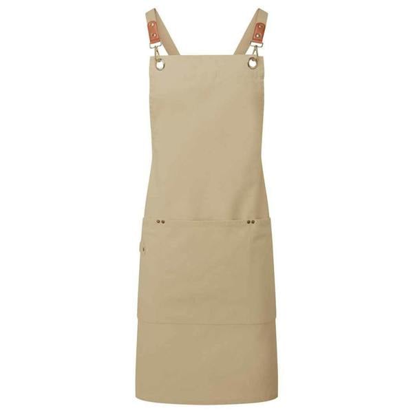 Premier Cross Back Clip Bib Apron - Khaki