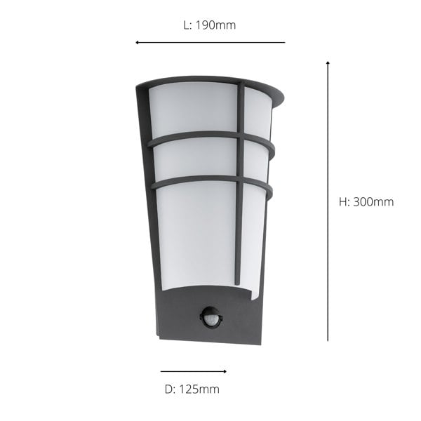 EGLO Breganzo 1 LED Black/White Curved Exterior Wall Light