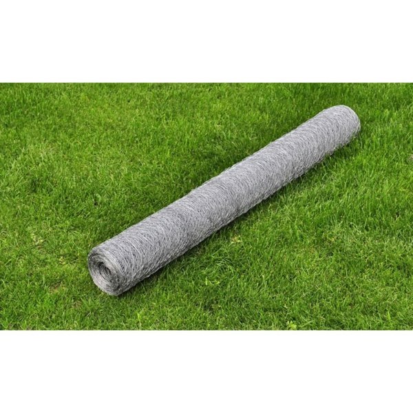 Berkfield Chicken Wire Fence Galvanised Steel 25x1 m Silver