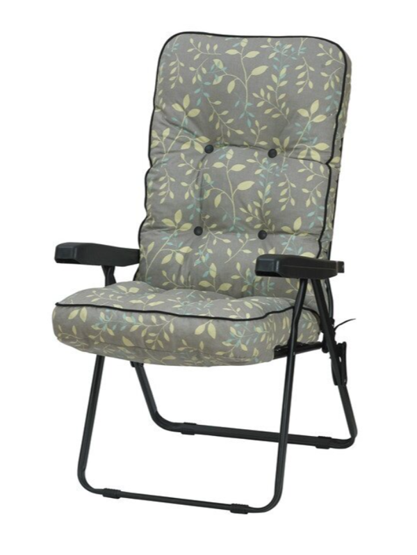 Deluxe Garden Recliner Chair with Cushion - Foldable Outdoor Lounger Country Green 99cm x 58cm x 58cm The Garden Furniture Shop