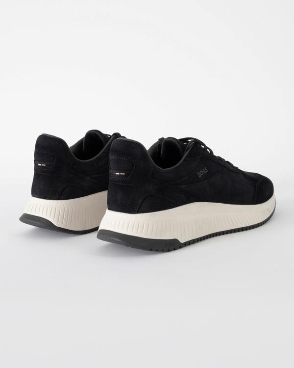 back of BOSS Orange TTNM EVO Mens Suede Trainers in Dark Blue