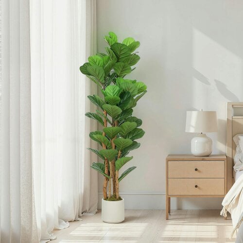Wyld Haus Toelna Artificial Fiddle Leaf Fig Style Tree With Broad Leaves 150cm Green
