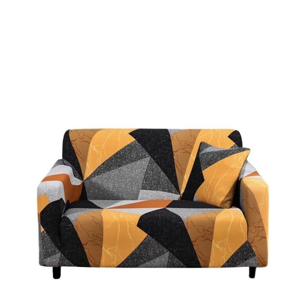 Anyhouz Anyseat Sofa Cover Golden Yellow Geometric Style 2 Seater