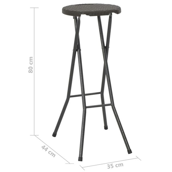 Berkfield Folding Bar Stools 2 pcs HDPE and Steel Brown Rattan Look