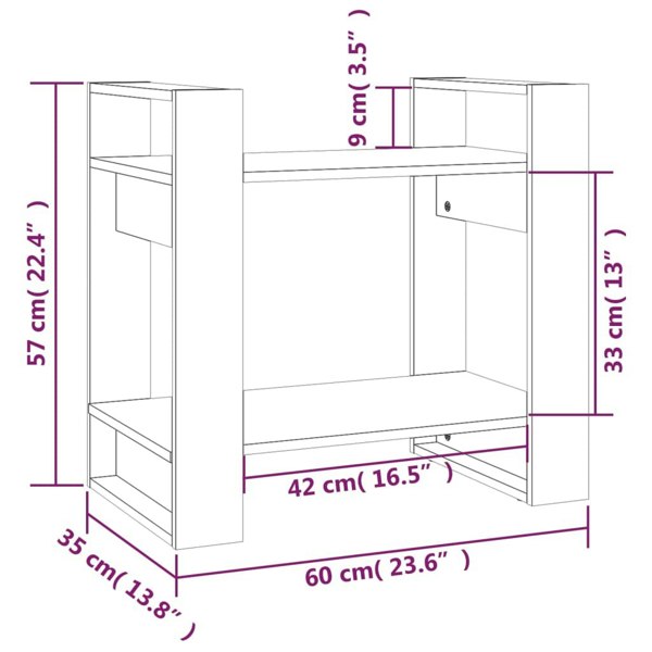 Berkfield Book Cabinet/Room Divider Black 60x35x57 cm Solid Wood Pine