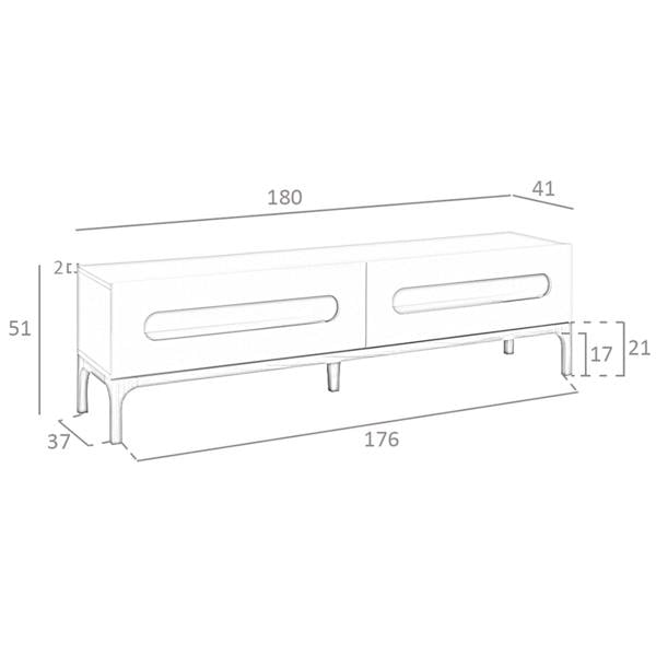 Angel Cerdá Grey and Walnut Wood TV Stand With Interior Lighting 3242